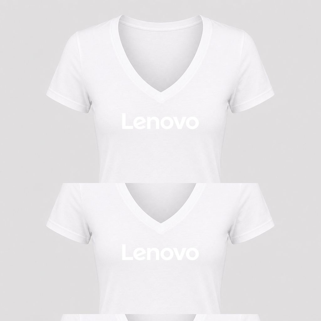 Women's Lenovo White Design V Neck T-Shirt in white