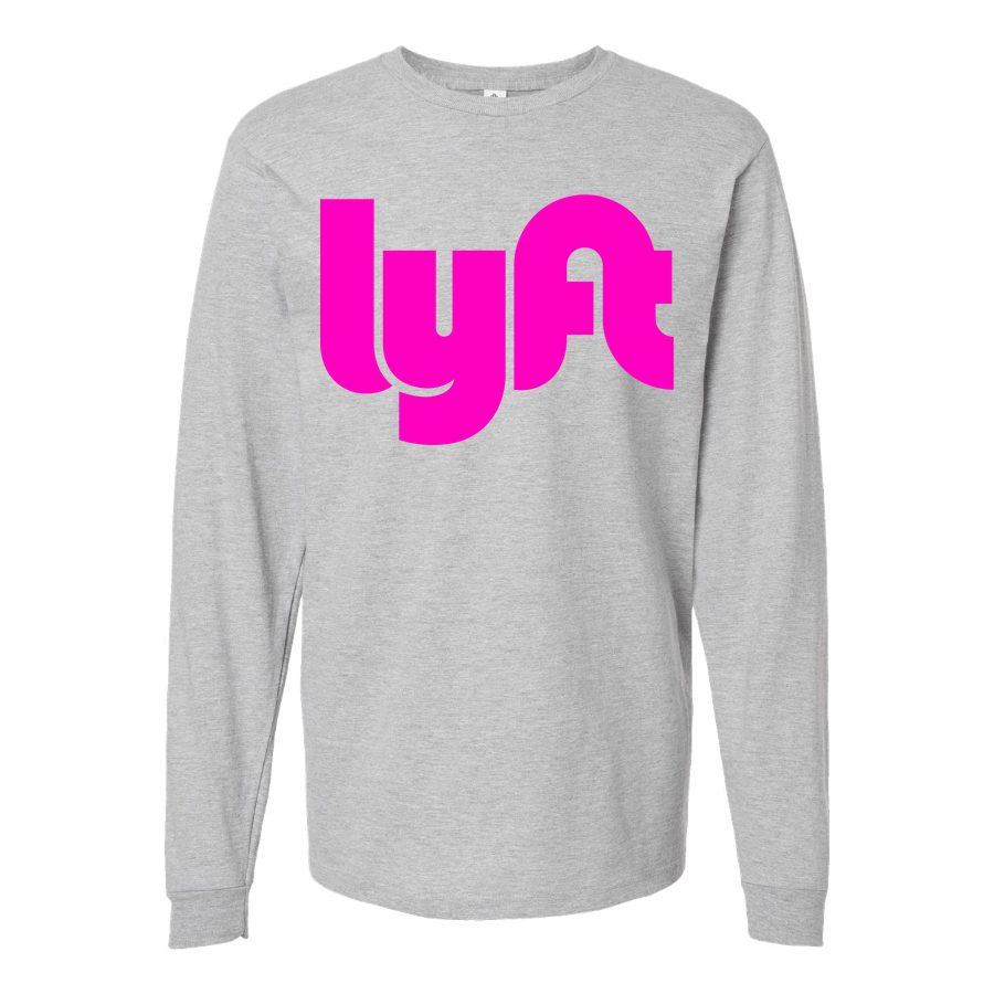 Men's Lyft pink Long sleeves Cotton Blend T-Shirt - Gray