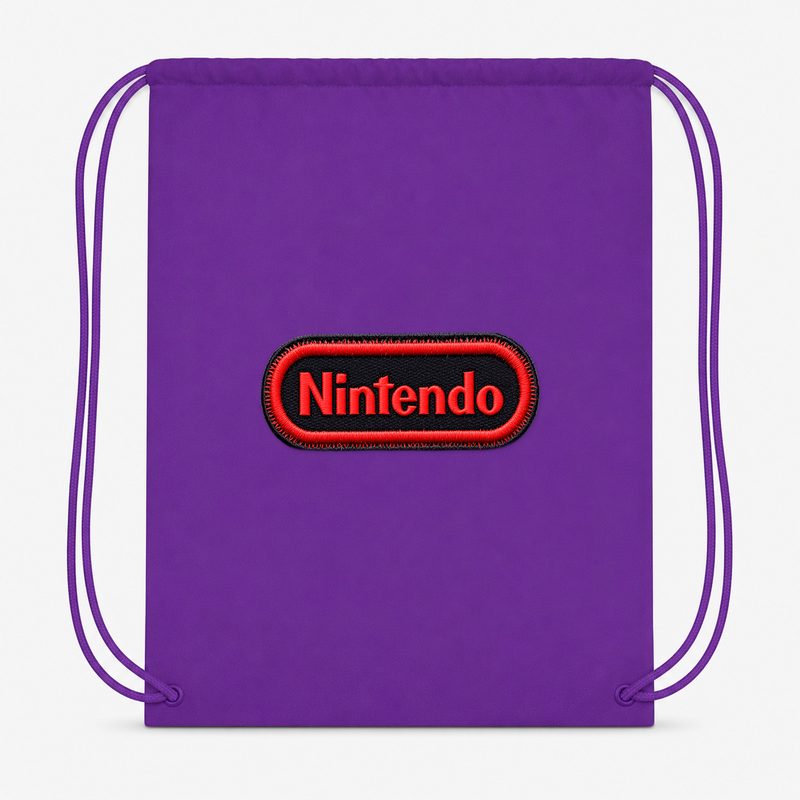 Nintendo Embroidery Drawstring Bag - Purple
