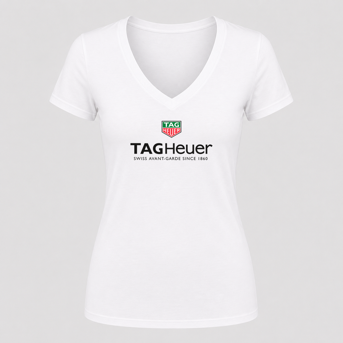 Women's TAG Heuer V Neck T-Shirt in white