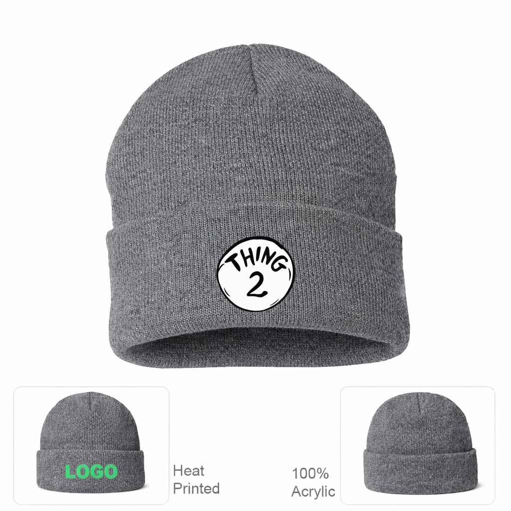 Dr. Seuss Thing 2 Logo Beanie Hat - Grey