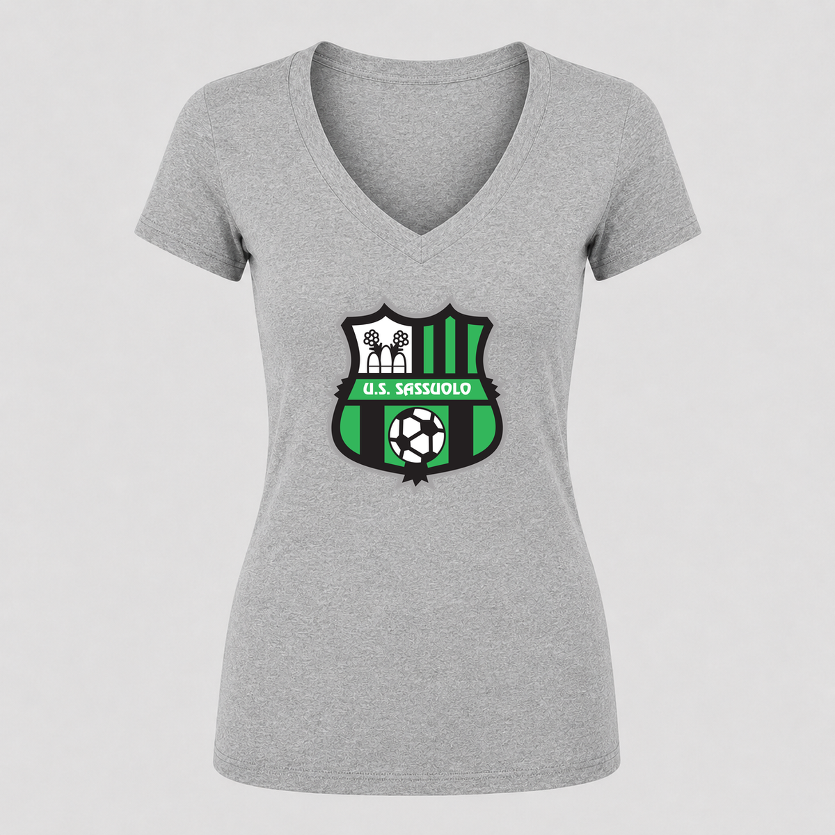 Women's U.S. Sassuolo Soccer V Neck T-Shirt in gray