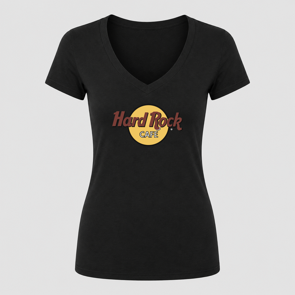 Women's Hard Rock Cafe V Neck T-Shirt in black