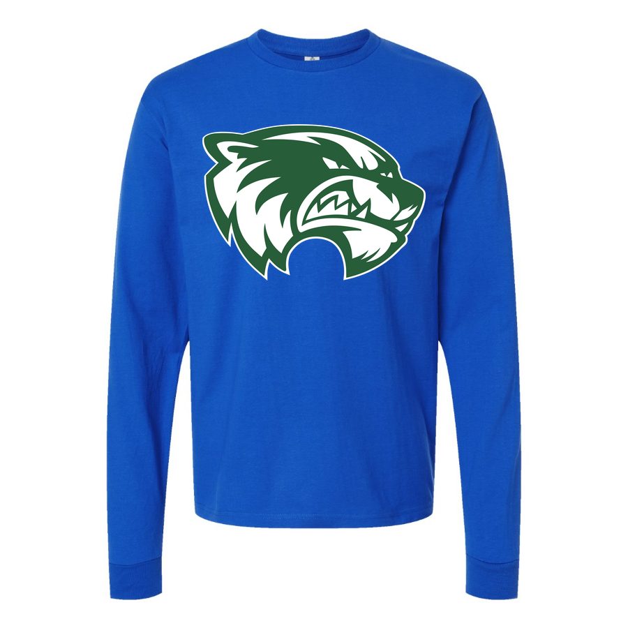 Men's Utah Valley Wolverines Logo Long sleeves Cotton Blend T-Shirt - Blue