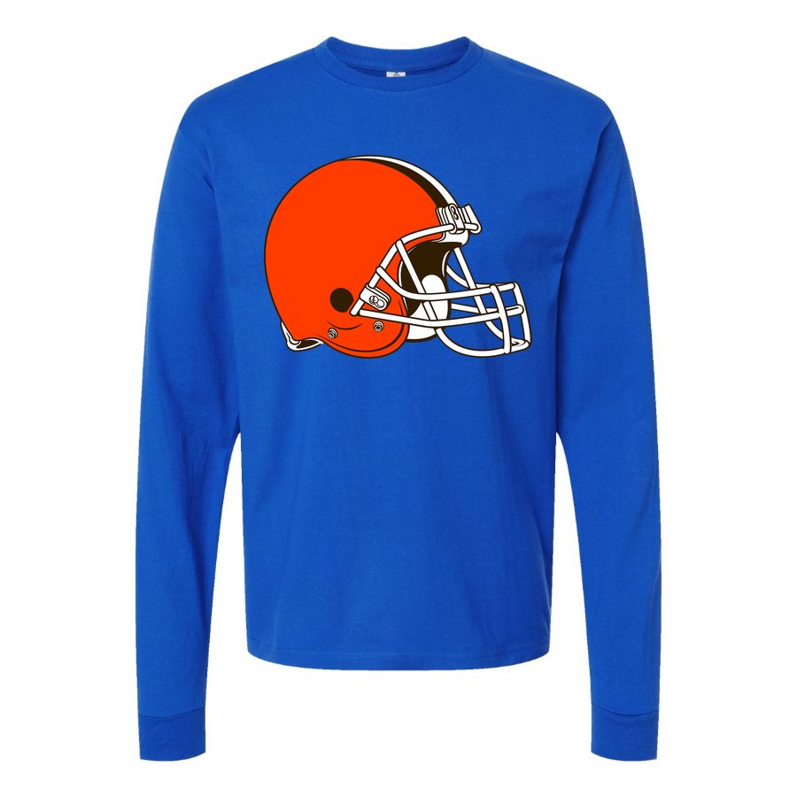 Men's Cleveland Browns Long sleeves Cotton Blend T-Shirt - Blue