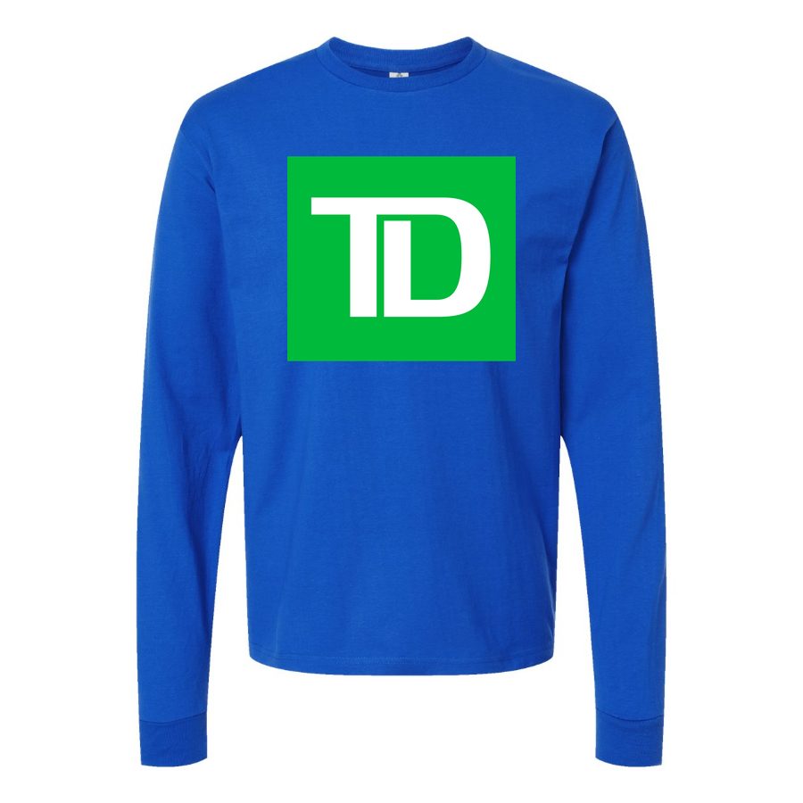 Men's TD-Bank-logo-1536x864 Long sleeves Cotton Blend T-Shirt - Blue