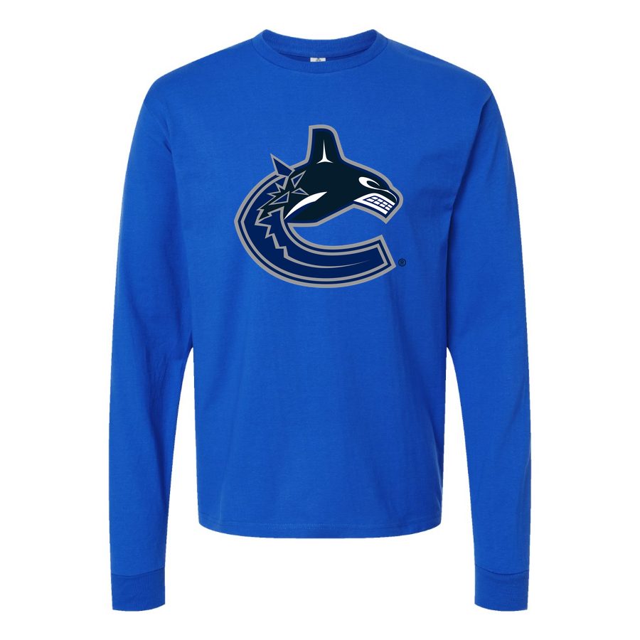 Men's Vancouver Canucks Long sleeves Cotton Blend T-Shirt - Blue
