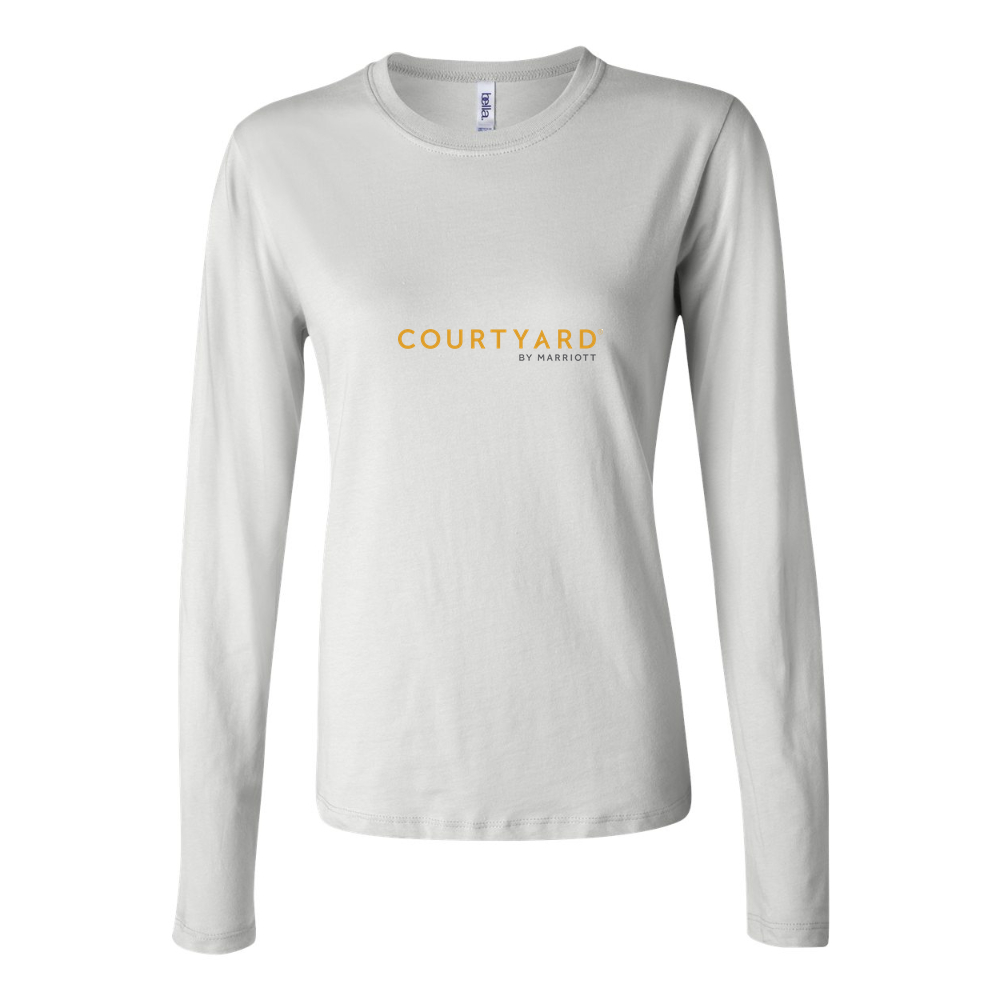 Women's Courtyard logo 1536x864 Long Sleeve T-Shirt - White