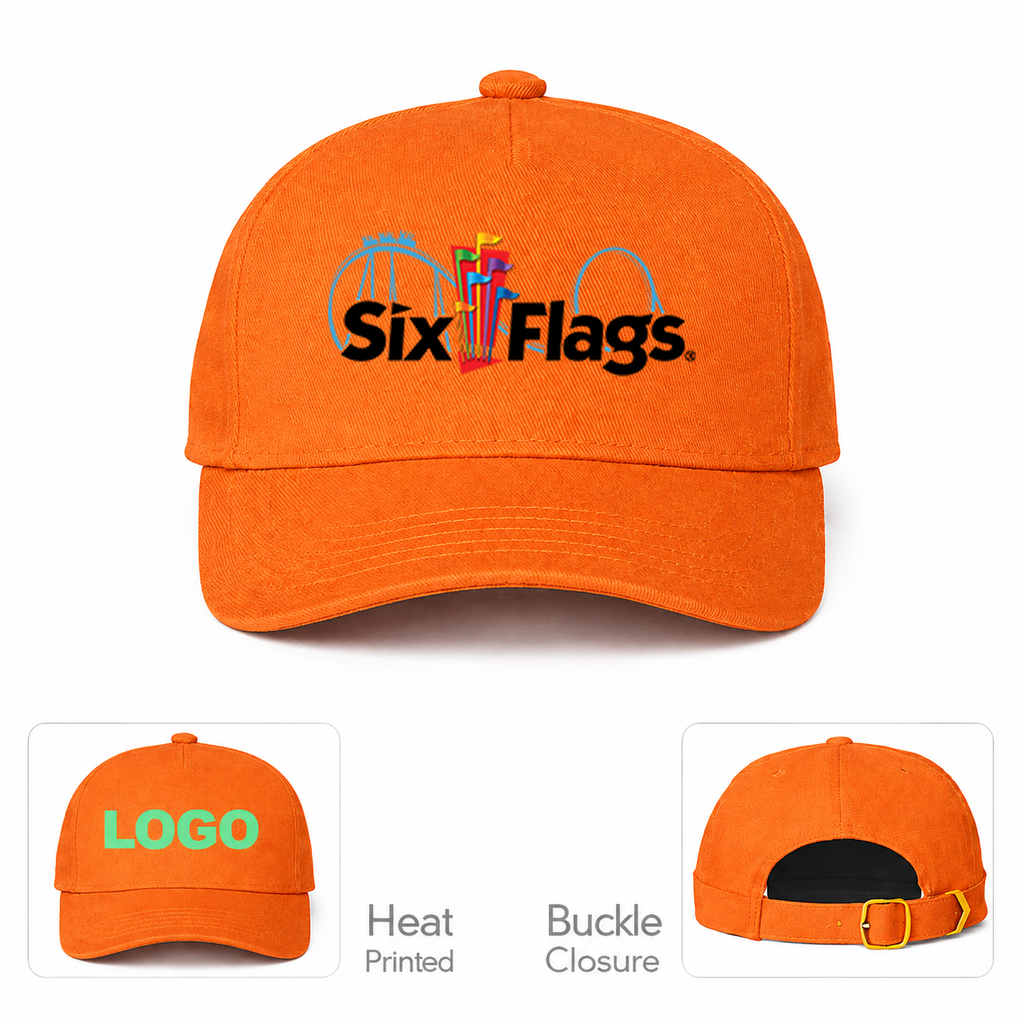 Six Flags Orange Dad Baseball Cap Hat