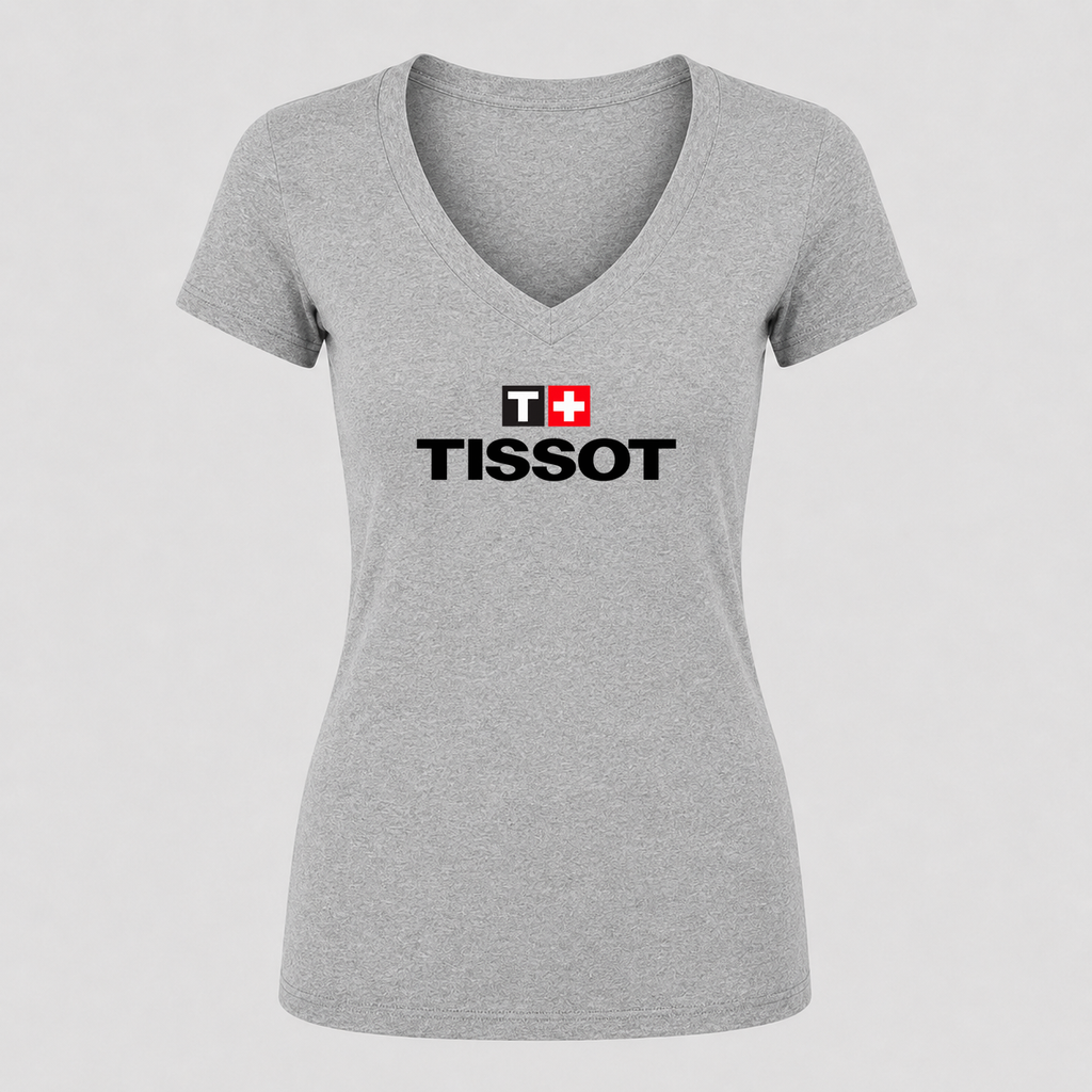 Women's Tissot V Neck T-Shirt in gray