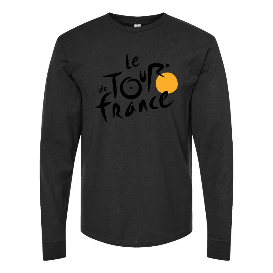 Men's Tour de France logo.svg Long sleeves Cotton Blend T-Shirt - Black