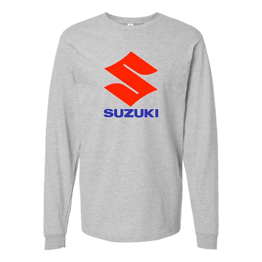 Men's Suzuki-Logo Long sleeves Cotton Blend T-Shirt - Gray