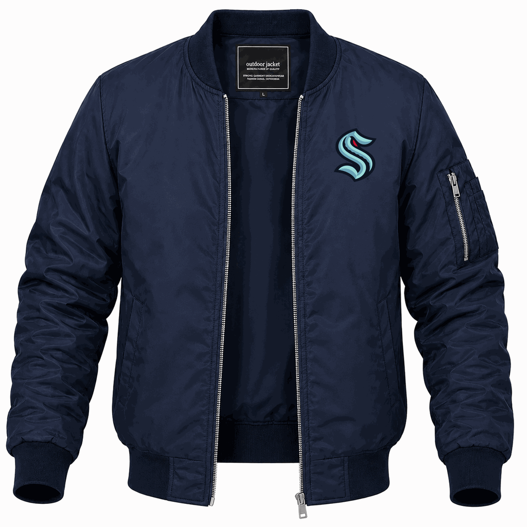 Men's Seattle Kraken Lightweight Bomber Jacket - Navy