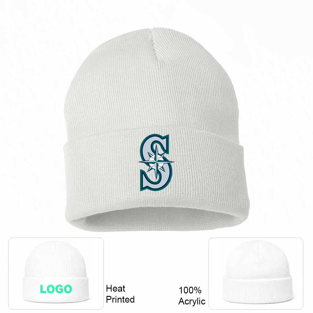 MLB Seattle Mariners Beanie Hat - White
