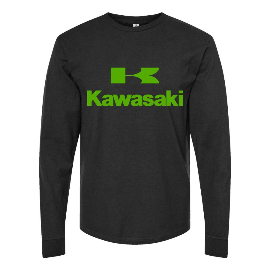 Men's kawasaki logo Long sleeves Cotton Blend T-Shirt - Black