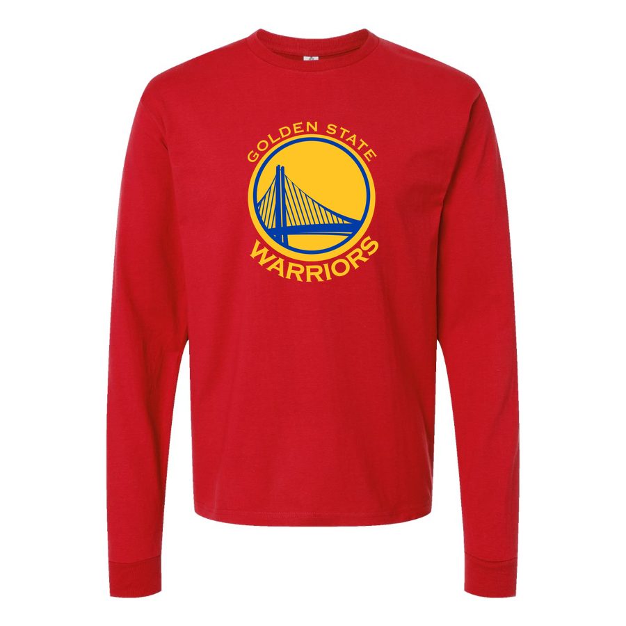 Men's Golden states warrior yellow Long sleeves Cotton Blend T-Shirt - Red