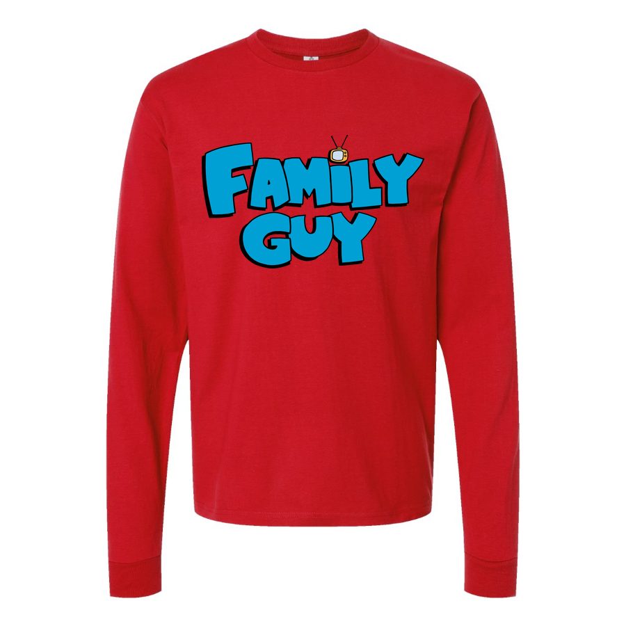 Men's Family Guy logo PNG1 Long sleeves Cotton Blend T-Shirt - Red
