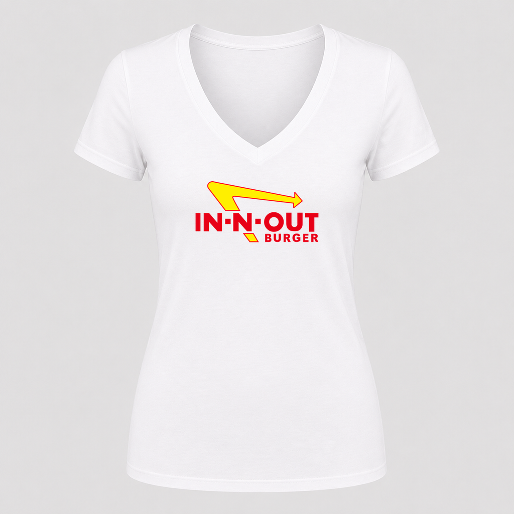 Women's In-N-Out Burger V Neck T-Shirt in white