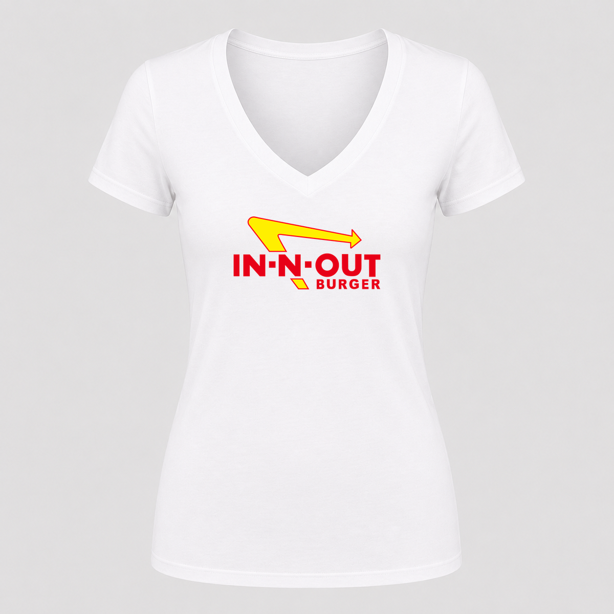 Women's In-N-Out Burger V Neck T-Shirt in white