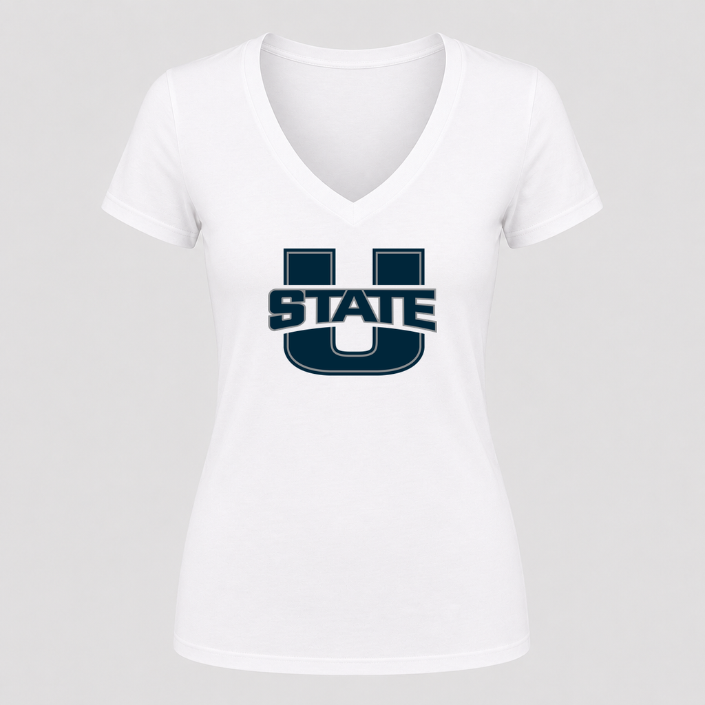 Women's Utah State Aggies V Neck T-Shirt in white