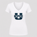Women's Utah State Aggies V Neck T-Shirt in white