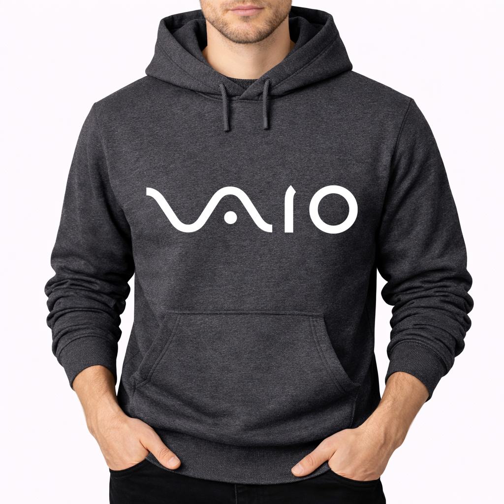 Men's Sony Vaio Curvy White Pullover Hoodie - Charcoal