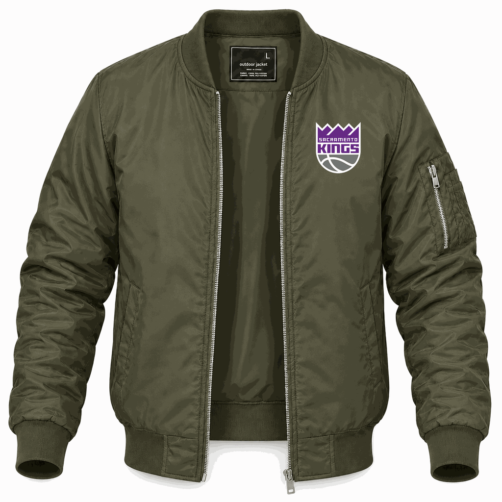 Men's Sacramento Kings Lightweight Bomber Jacket - Army Green