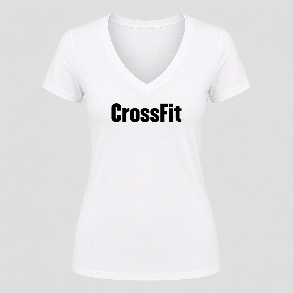 Women's CrossFit V Neck T-Shirt in white