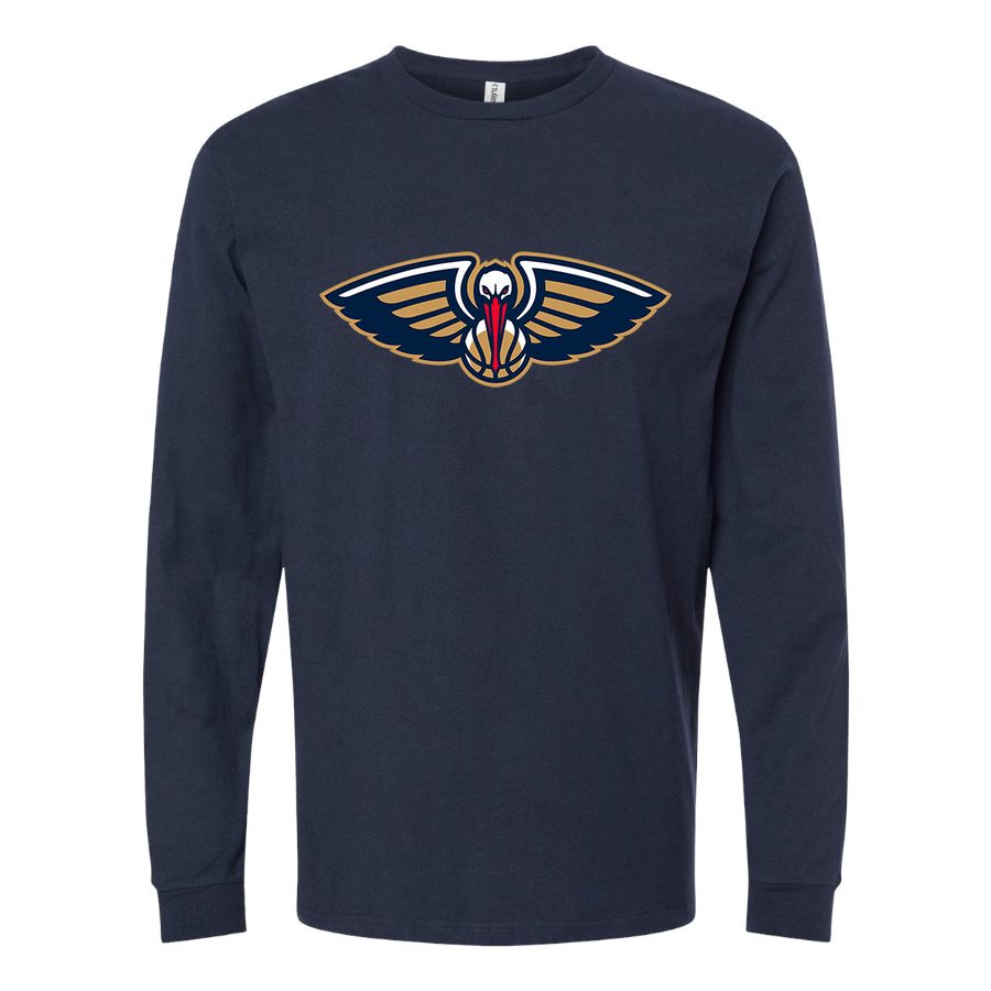 Men's New Orleans Pelicans Long sleeves Cotton Blend T-Shirt - Navy