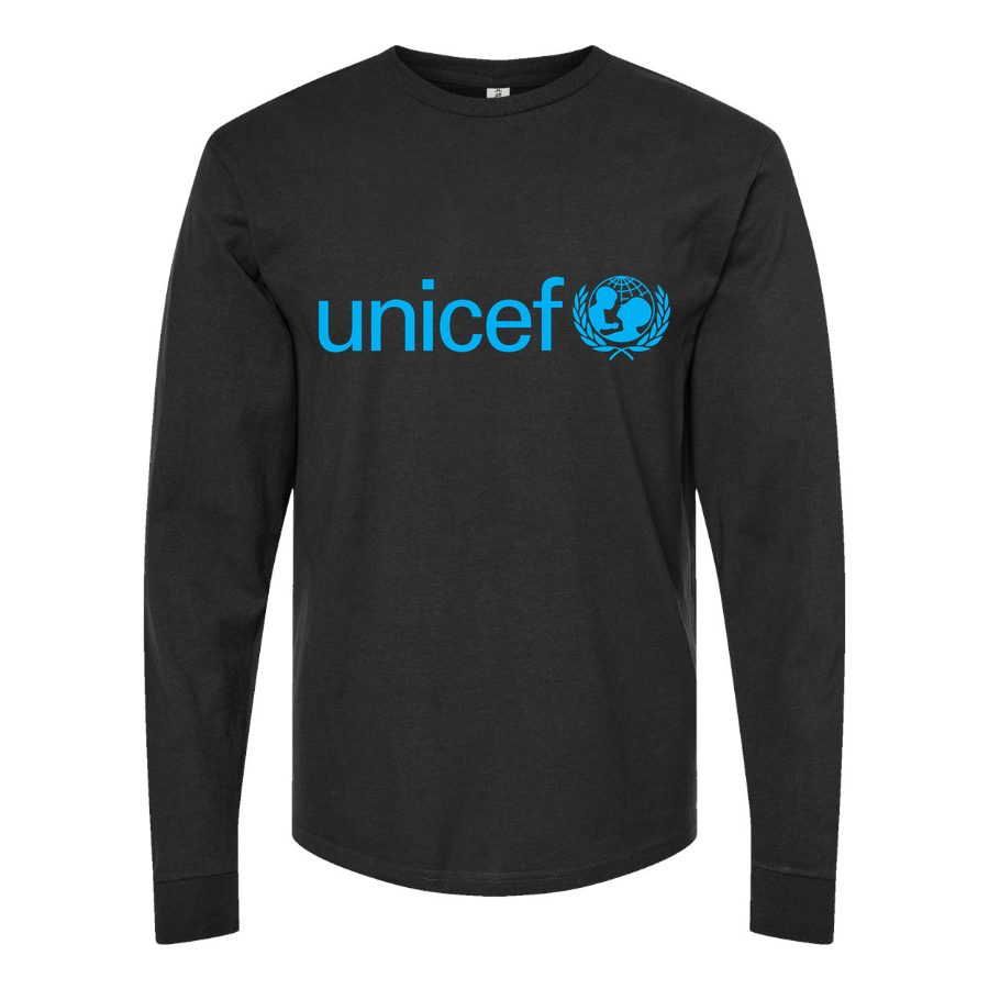 Men's UNICEF-logo-1536x864 Long sleeves Cotton Blend T-Shirt - Black