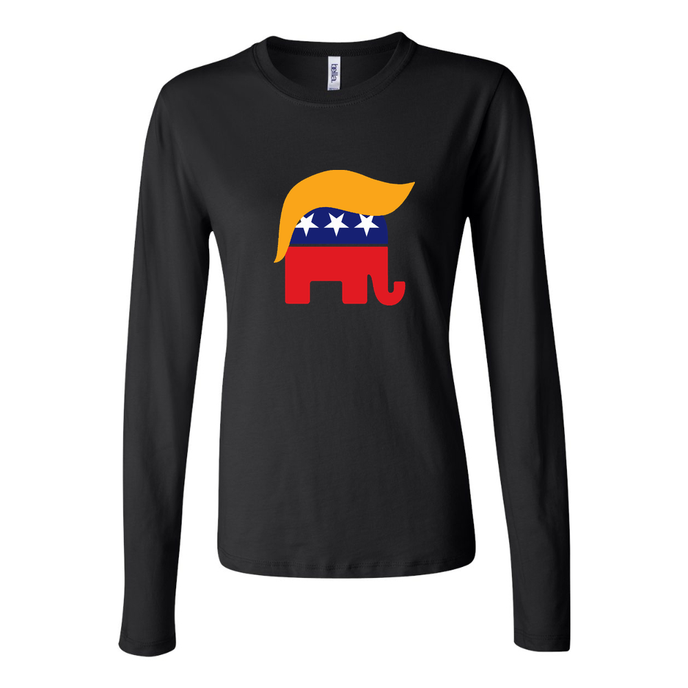 Women's donald trump hair gop elephant logo wall sticker r6fb7e6cf844845ccb4e2a66abb61a58c kouf2 8byvr 644 Long Sleeve T-Shirt - Black