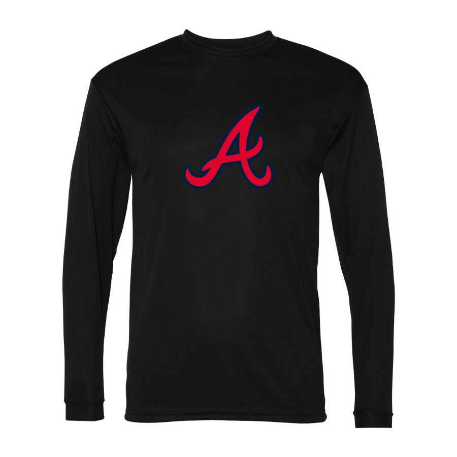 Men's Atlanta Braves Polyester Long Sleeve T-Shirt - Black