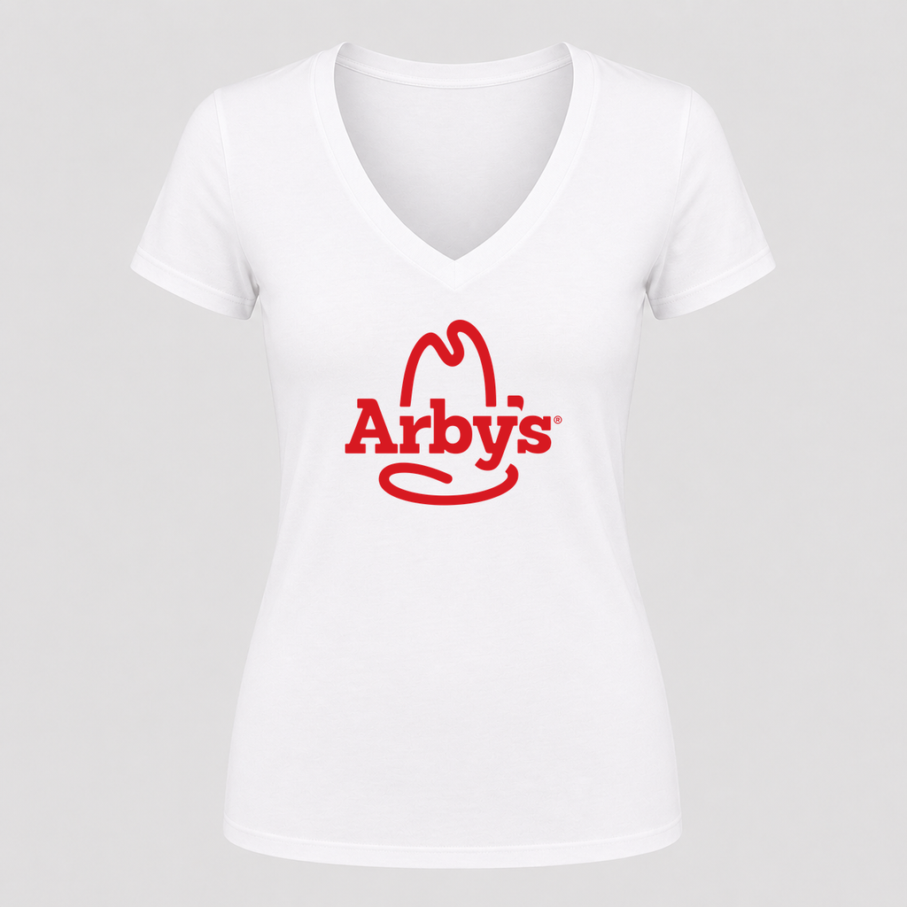 Women's Arby's V Neck T-Shirt in white
