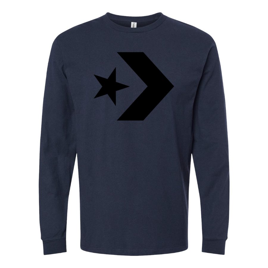 Men's Converse-logo-1536x864 Long sleeves Cotton Blend T-Shirt - Navy