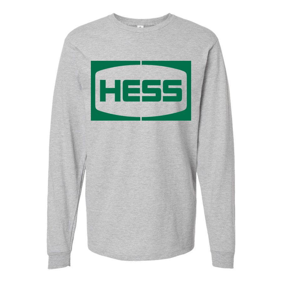 Men's Hess-Logo Long sleeves Cotton Blend T-Shirt - Gray