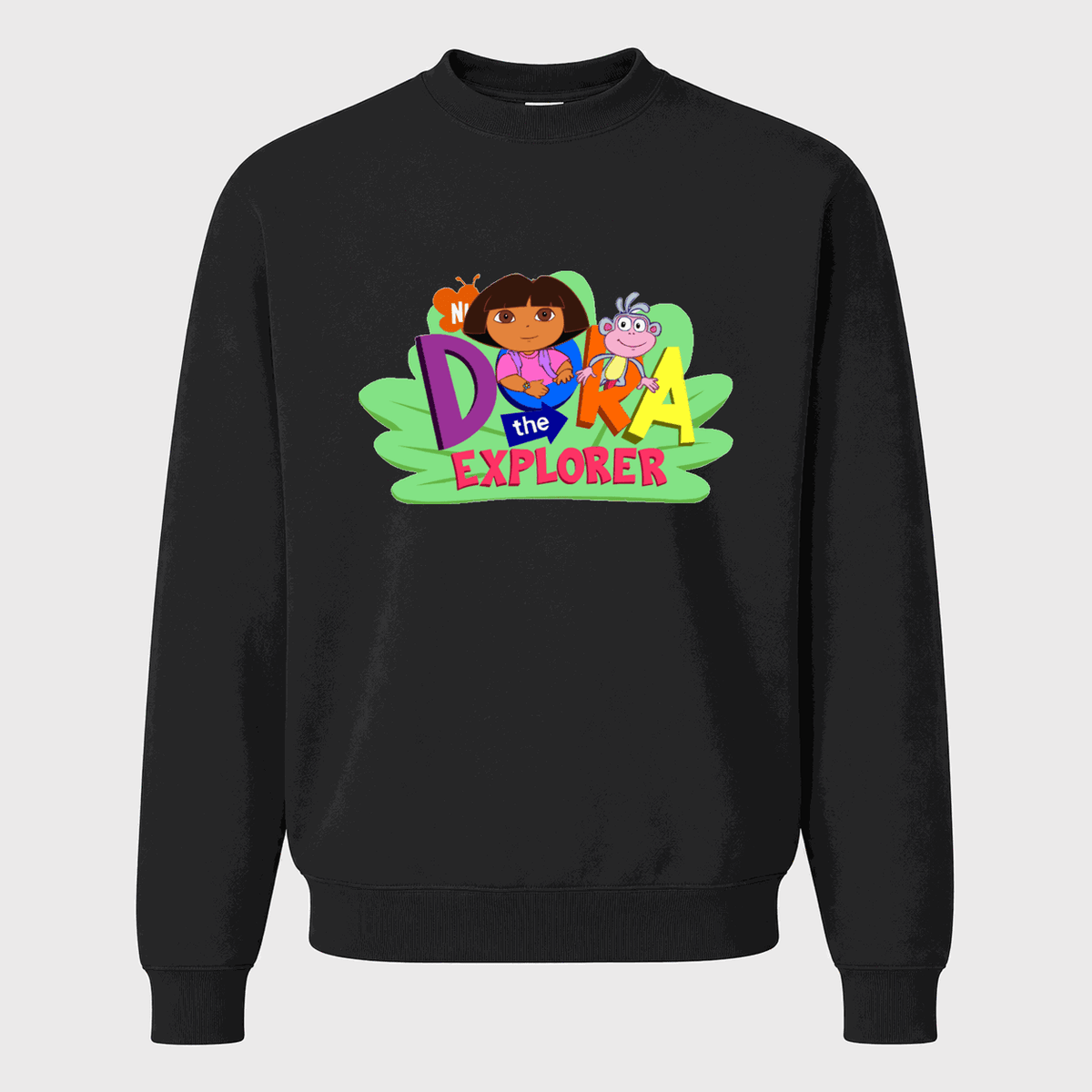 Men's Dora the Explorer Crewneck Sweatshirt - Black