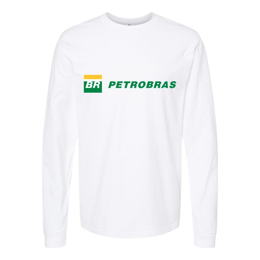 Men's Petrobras-Logo-1536x864 Long sleeves Cotton Blend T-Shirt - White
