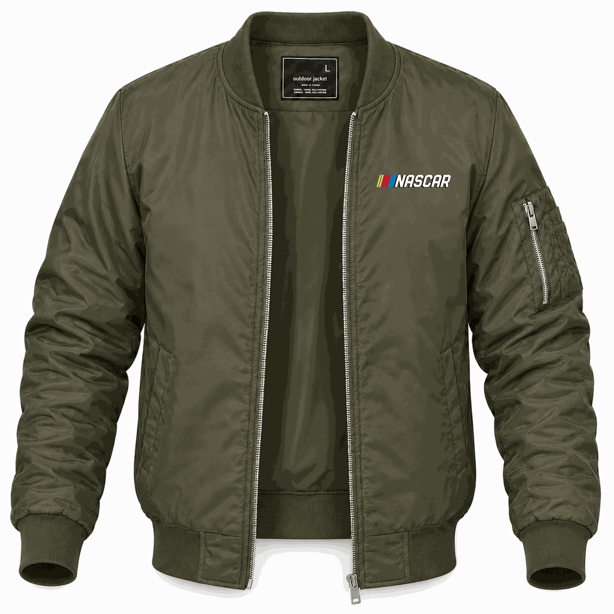 Men's NASCAR Logo Lightweight Bomber Jacket - Army Green