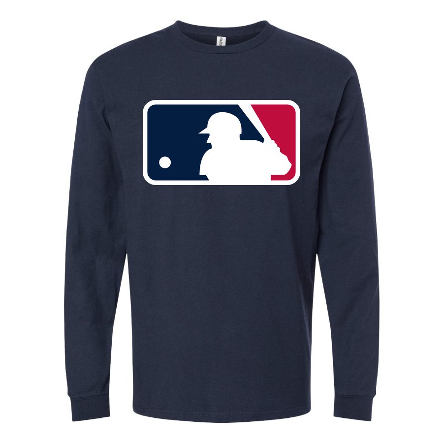 Men's Major League Baseball logo Long sleeves Cotton Blend T-Shirt - Navy