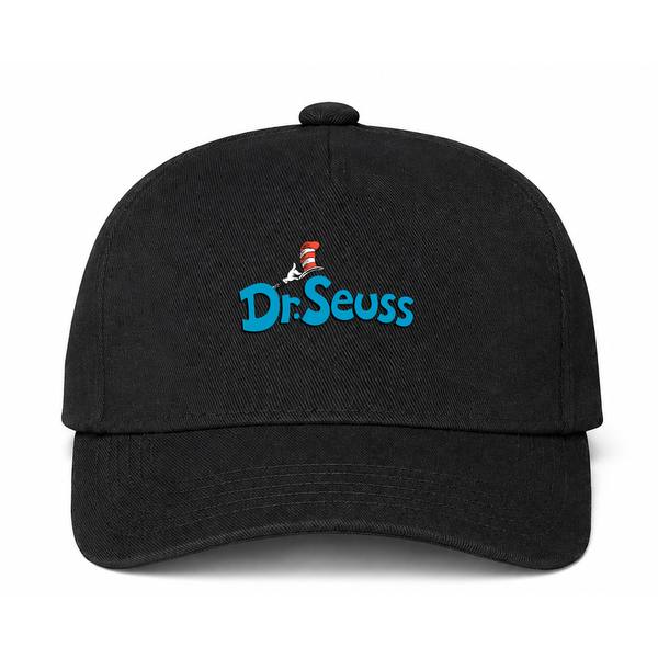 Dr. Seuss Logo Black Dad Baseball Cap Hat