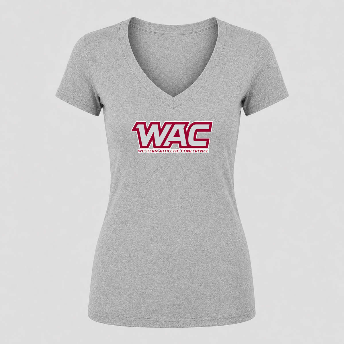 Women's Western Athletic Conference Alternate Design V Neck T-Shirt in gray
