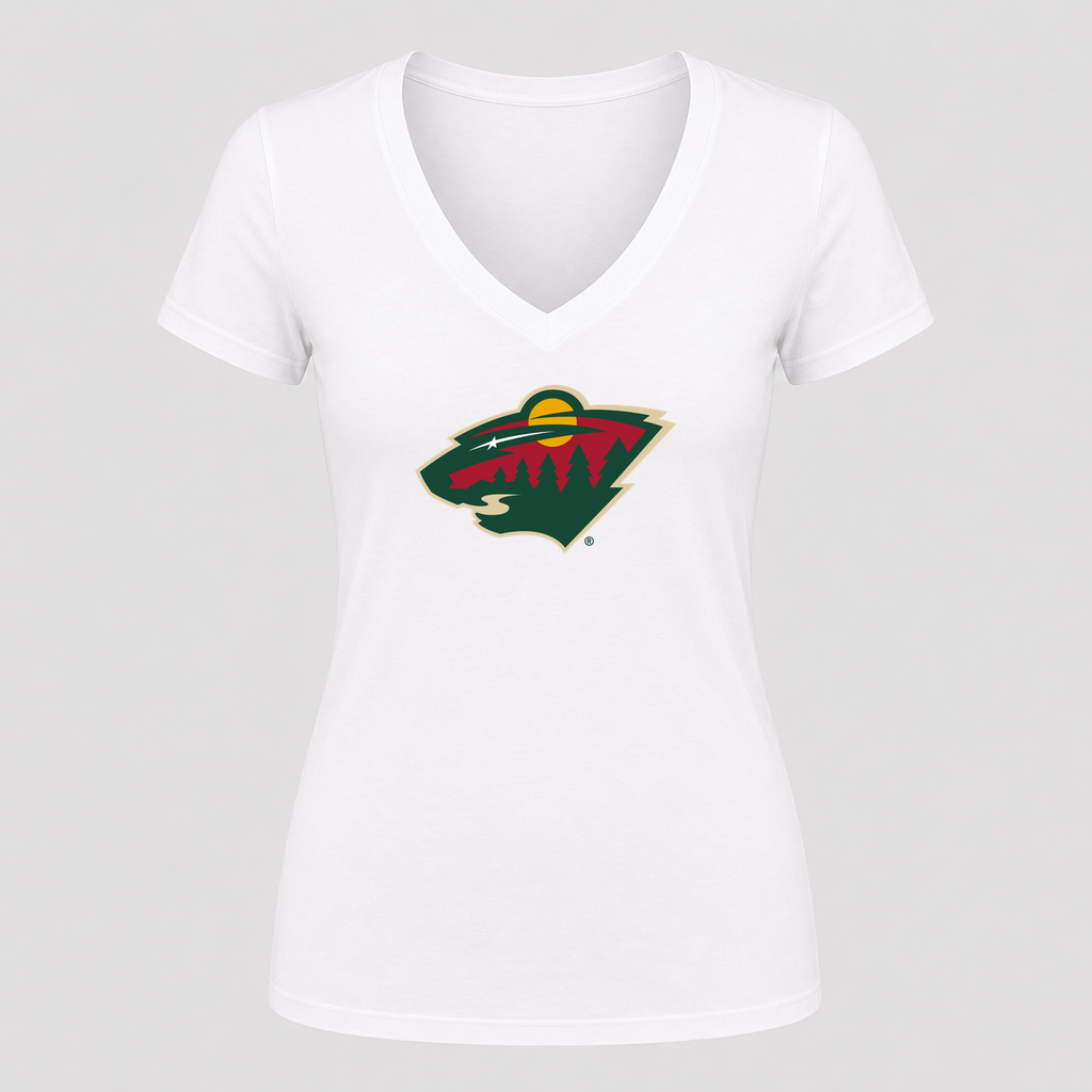 Women's Minnesota Wild V Neck T-Shirt in white