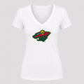 Women's Minnesota Wild V Neck T-Shirt in white