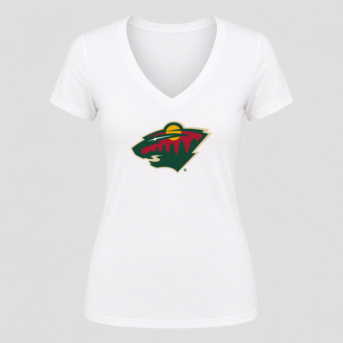 Women's Minnesota Wild V Neck T-Shirt in white