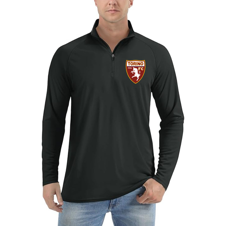 Torino Soccer Logo quarter-zip athletic shirt in Black