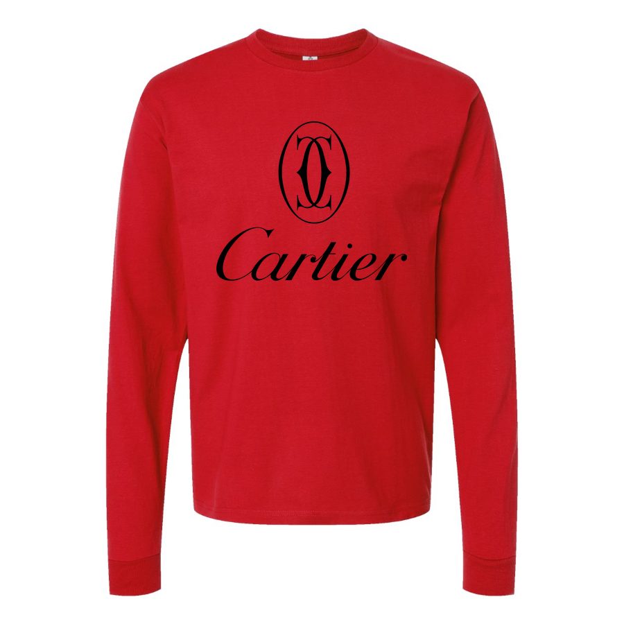 Men's Cartier black logo Long sleeves Cotton Blend T-Shirt - Red