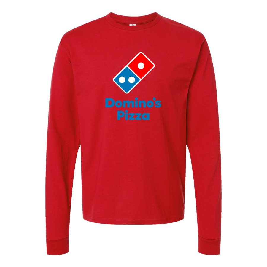Men's Domino s Pizza Long sleeves Cotton Blend T-Shirt - Red