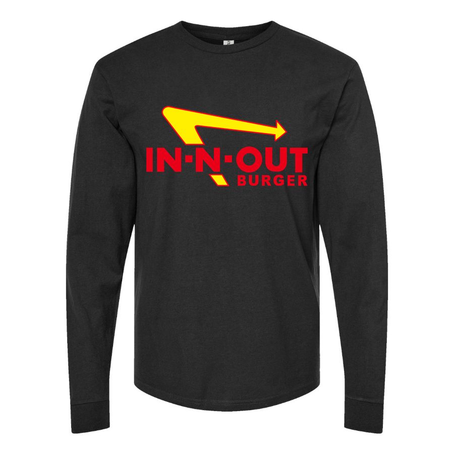 Men's In-N-Out-Burger-Logo-1536x864 Long sleeves Cotton Blend T-Shirt - Black