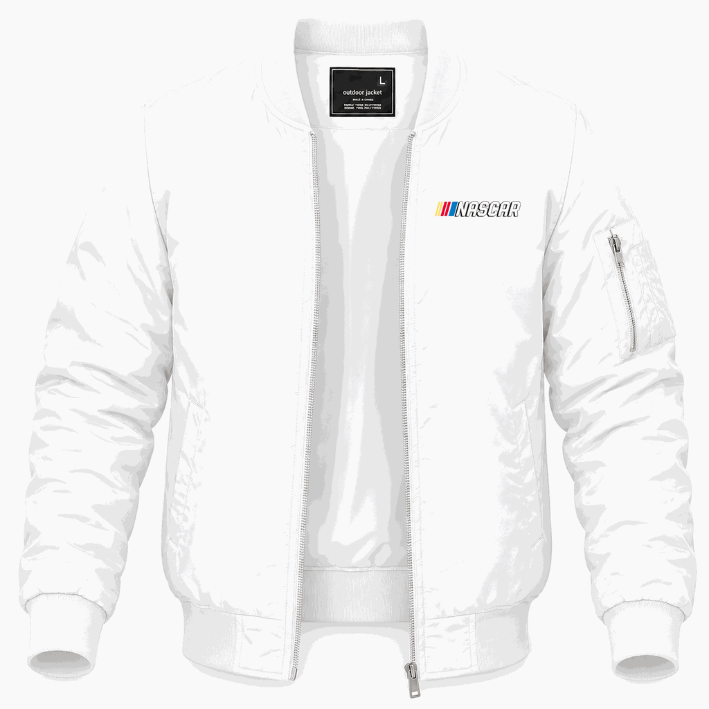 Men's NASCAR Logo Lightweight Bomber Jacket - White