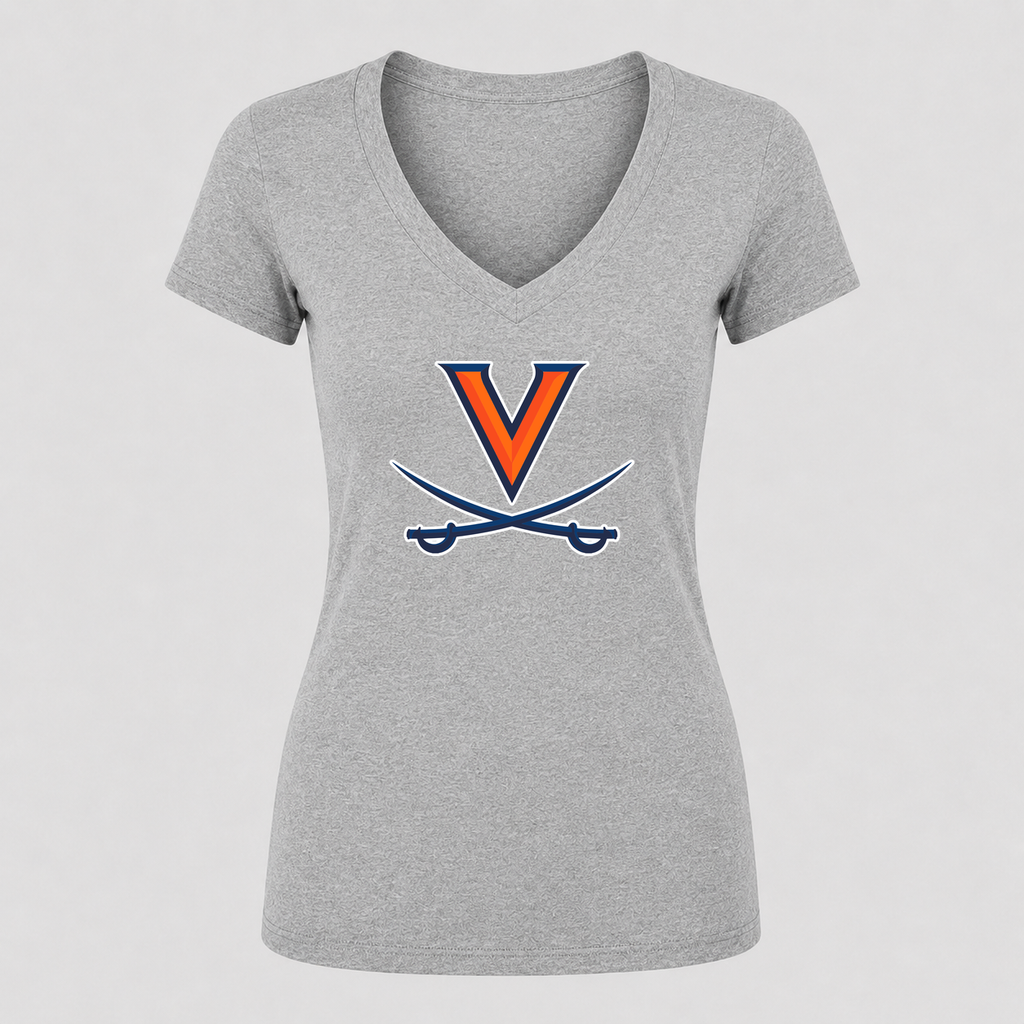 Women's Virginia Cavaliers V Neck T-Shirt in gray